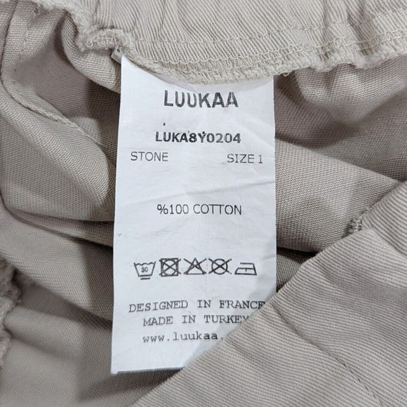 LUUKAA Women's Cropped Wide Leg Pants Boho Lagenlook 8 Stone Beige - Picture 4 of 4